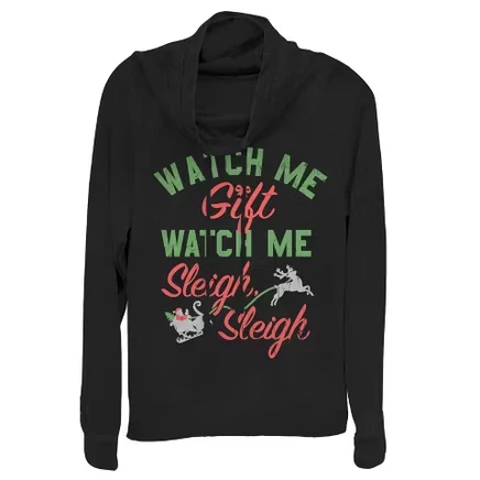 Женская толстовка с капюшоном на санях для юниоров Chin UP Christmas Watch Me черный