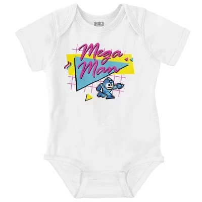 Ретро-8-битная видеоигра Mega Man Baby Romper для мальчиков или девочек лицензионного белого цвета