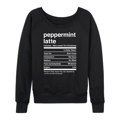Женская рубашка Peppermint Latte Nutrition, легкая французская махровая рубашка с широким вырезом и длинным рукавом, черная с графическим рисунком.