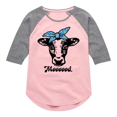Футболка Mood Cow Shirt Tail Raglan с графическим рисунком розовый
