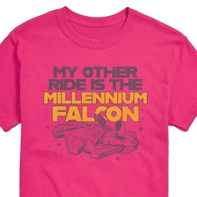 Men's -  - My Other Ride Millennium Falcon Short Sleeve Graphic T-Shirt magenta
