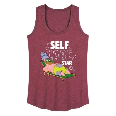 Женская майка SpongeBob SquarePants Self Care Star, бордовая