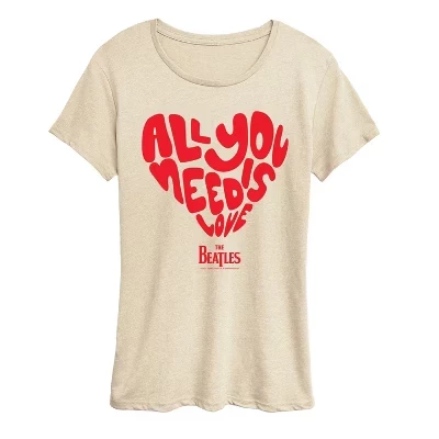 Женская футболка All You Need Is Love с коротким рукавом и графическим принтом.
