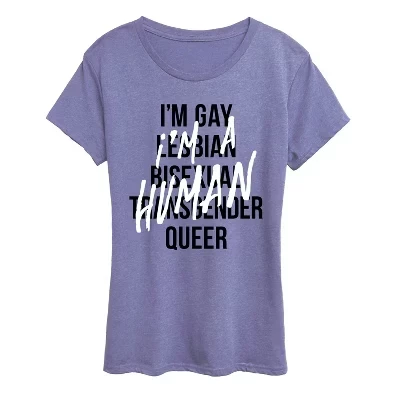 Женская футболка I'm Human LGBTQ с коротким рукавом и рисунком heather periwinkle