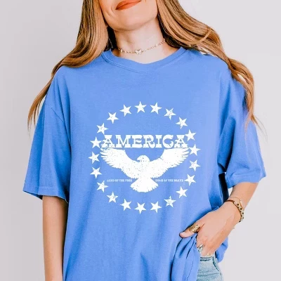 Футболка America Circle Stars, окрашенная в синий цвет