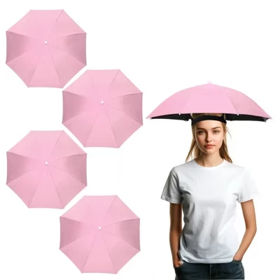 Головной зонт Unique Bargains складной, розовый