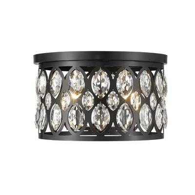 Потолочный светильник Dealey 4-Light для скрытого монтажа с кристаллами K9 - С регулируемой яркостью, стальной, черный, 15,75 дюйма