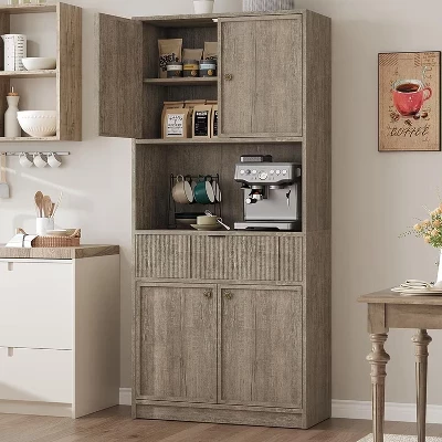 Кухонный шкаф CuisinSmart высокий 178 см с столешницей, серый