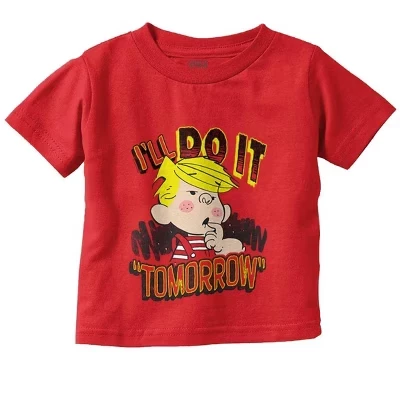 Футболка для маленьких мальчиков Dennis The Menace Will Do It Tomorrow лицензионного красного цвета