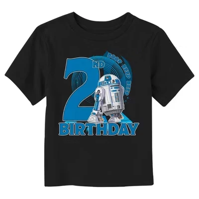2-й день рождения малыша в черной футболке R2-D2