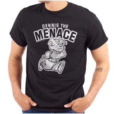 Футболка с графическим изображением газетного комикса Dennis The Menace для мужчин или женщин с лицензией черного цвета