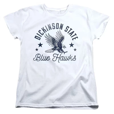 Женская футболка Dickinson State University Blue Hawks белого цвета