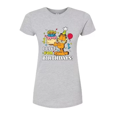 Женская приталенная футболка Garfield «Birthdays», серая