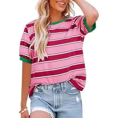 Женская футболка Yesfashion с цветными блоками, красная