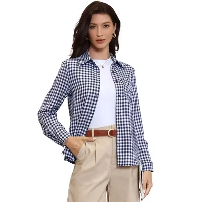 Женская блузка INSPIRE CHIC в клетку, синяя