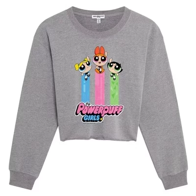 Женская укороченная толстовка Powerpuff Girls The Girls Fly athletic heather