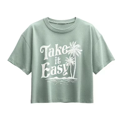 Футболка для девочек Instant Message Take it Easy Trees, мятная