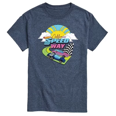 Мужская футболка California Speedway 70-х годов с коротким рукавом и графическим рисунком heather blue