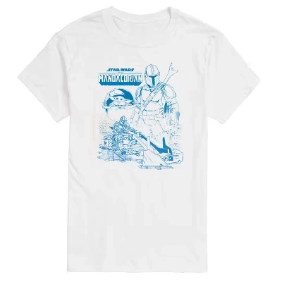 Мужская футболка с коротким рукавом и графическим рисунком The Mandalorian Mando Sketchy, белая