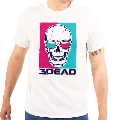Забавный череп 3D Очки 3Dead Joke Графическая футболка с рисунком для мужчин или женщин белого цвета