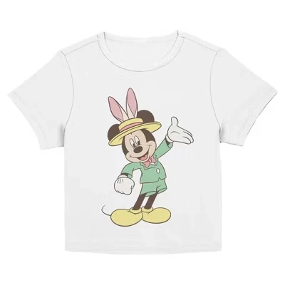 Юниорская женская футболка Mickey & Friends Happy Easter Happy Suit с изображением белой цапли