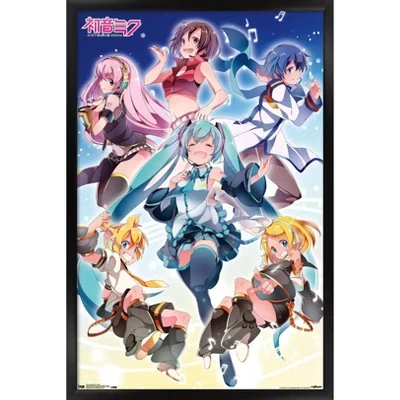 Постер Trends Hatsune Miku «Group» в рамке, черный