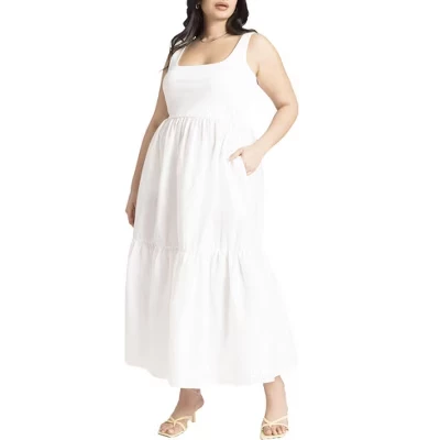 Женское платье-майка Eloquii Mixed Fabric, белое