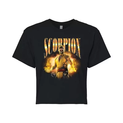 Женская укороченная футболка с графическим принтом Scorpion Bootleg черного цвета