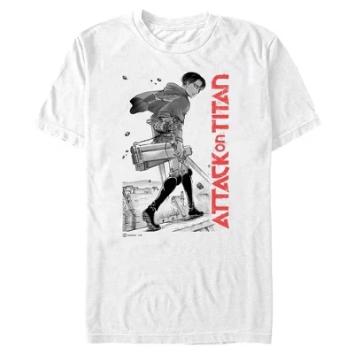 Мужская футболка Levi Ackerman Full Shot белого цвета
