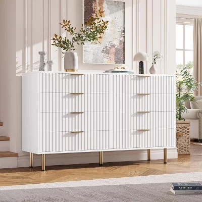 Комод SunnyFurn с узором зебра, 8 ящиков, белый