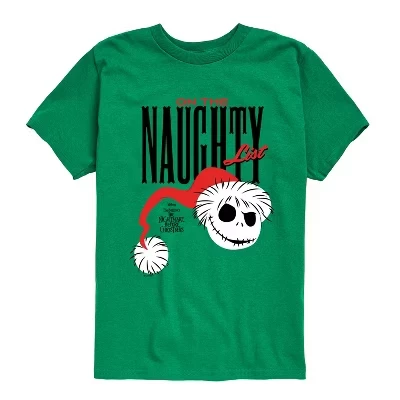 Футболка для мальчиков - Кошмар перед Рождеством - Naughty List Jack с коротким рукавом и рисунком, зеленая