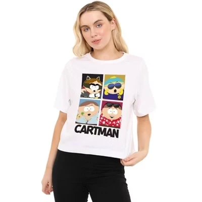 Женская укороченная футболка Cartman Dressup свободного покроя белого цвета