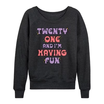 Женская рубашка Twenty One Having Fun из легкого французского махрового материала с широким вырезом и длинными рукавами, выполненная в графическом стиле heather charcoal