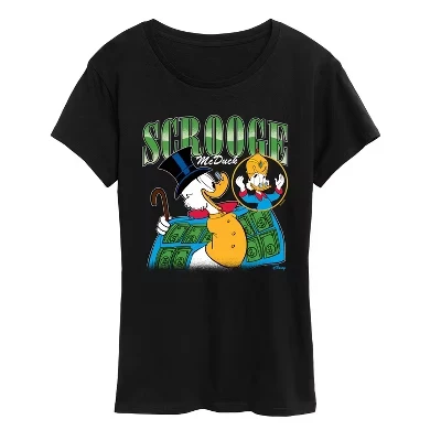 Женская футболка с коротким рукавом и графическим принтом Scrooge McDuck Bootleg - Duck Tales, черная