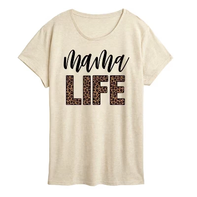 Женская футболка Mama Life с леопардовым принтом и коротким рукавом birch