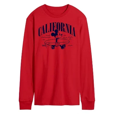 Мужская футболка с длинным рукавом California Mickey и графическим рисунком, красная