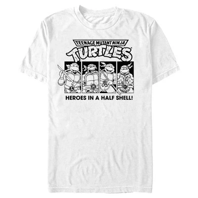 Мужская футболка Heroes in a Half Shell с черно-белыми вставками белого цвета