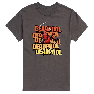 Men's -  - Deadpool Katana Pose Short Sleeve Graphic T-Shirt charcoal