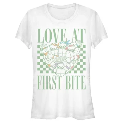 Женская футболка для юниорок Love at First Bite белого цвета