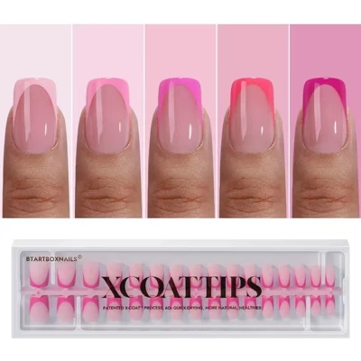 Накладные ногти BTArtboxnails XCOATTIP® - Коллекция Pink Pastel -Квадратные ногти -150-каратный розовый