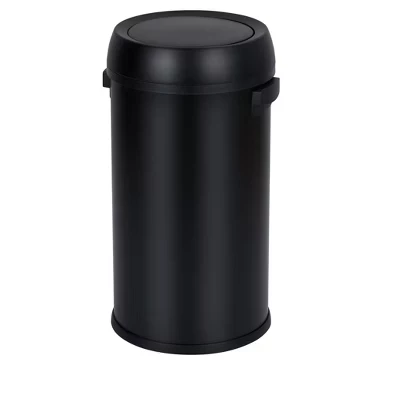 Trash Can, Kitchen Trash Can – 17 Gallon/65L Heavy Duty Brushed Stainless Steel Step Pedal Bin with Slow-Close Lid for Home Office Bathroom black