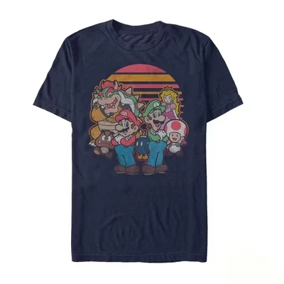 Мужская футболка Nintendo Super Mario Retro Friends, синяя
