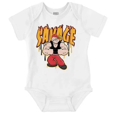 Детские ползунки с героями мультфильма Urban Popeye Savage Muscle для мальчиков или девочек лицензированного белого цвета