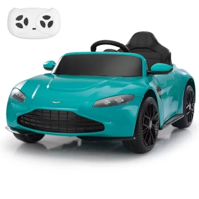 12-Вольтовый детский аттракцион на игрушечном электромобиле Aston Martin с дистанционным управлением и светодиодной подсветкой синего цвета