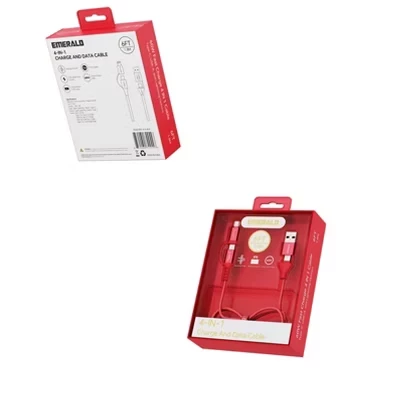 Кабель Emerald 4в1 1,83 м USB‑A/C→Lightning/C, красный