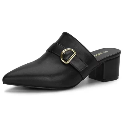 Женские мюли Allegra K на блочном каблуке, черные