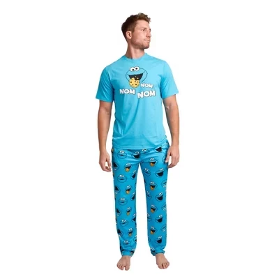 Мужская пижама Sesame Street Cookie Monster, голубая