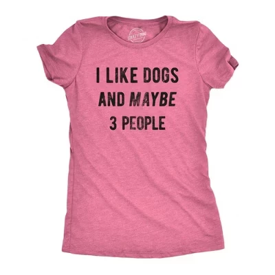 Женская футболка I Like Dogs and Maybe 3 People с забавным рисунком, подарок маме- любительнице домашних животных - Женская футболка Crazy Dog для любителей собак розового цвета