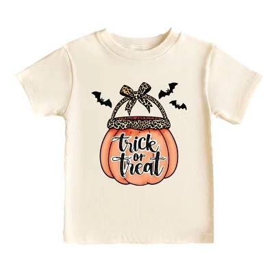 Trick of Treat Pumpkin - Молодежная футболка с коротким рукавом и графическая футболка с коротким рукавом для малышей кремового цвета