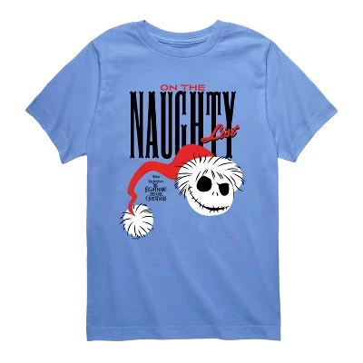 Футболка для мальчиков - Кошмар перед Рождеством - Naughty List Jack с коротким рукавом и рисунком, синяя